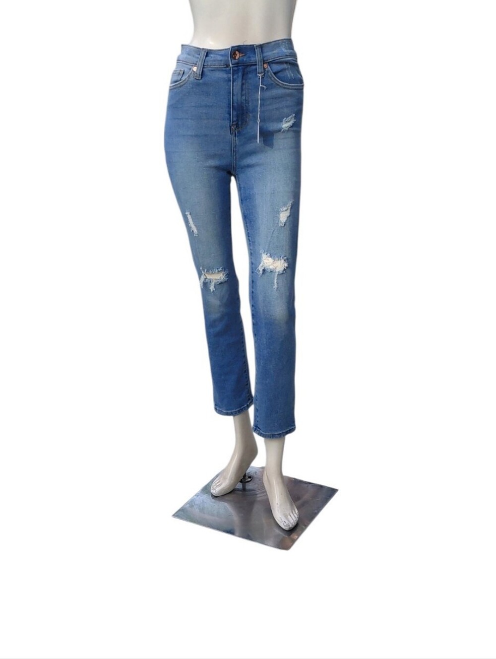 92526E Kendall & Kylie Distressed Straight Leg Jeans Size 3/26, 10" Rise